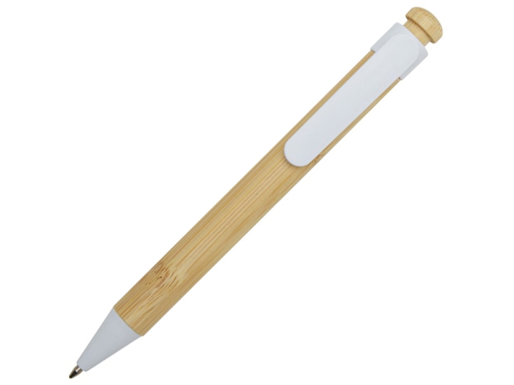 Изображение №1 | Ручка шариковая из бамбука и переработанной пластмассы «Rattan» (натуральный/белый)