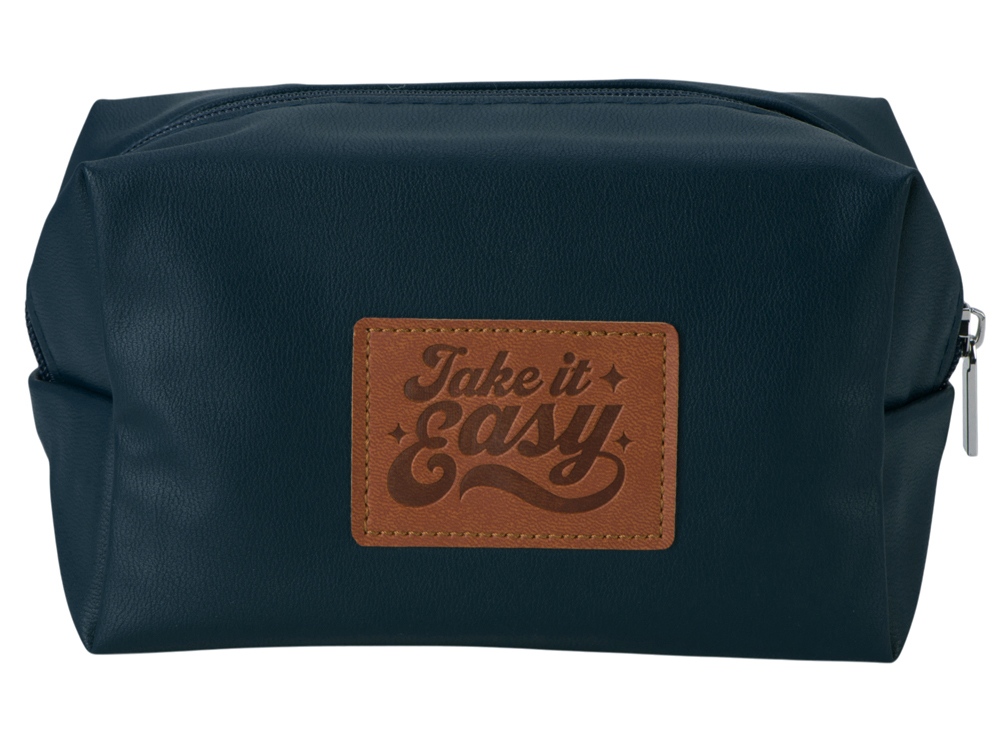 Изображение №1 | Косметичка из эко-кожи «Enio» с патчами (темно-синий)