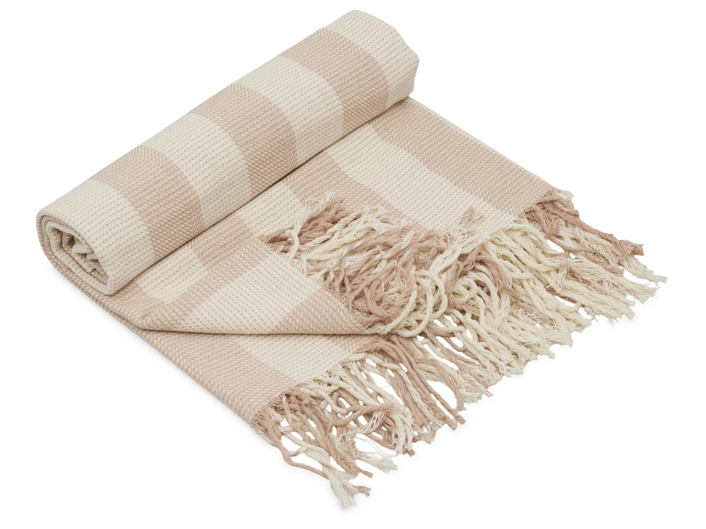 Изображение №1 | Плед «Reglet» из хлопка с бахромой (бежевый)