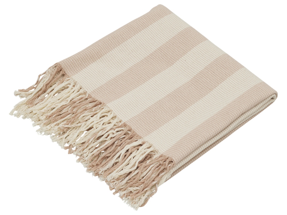 Изображение №2 | Плед «Reglet» из хлопка с бахромой (бежевый)