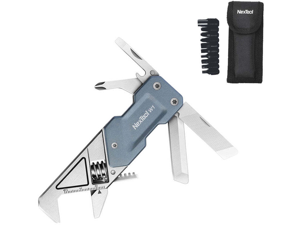 Изображение №1 | Мультитул-ключ Nextool Light Wrench W1 с набором бит (серый)