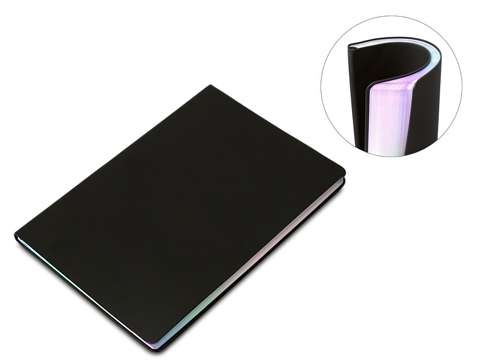 Изображение №1 | Блокнот А5 в гибкой обложке «Fellini» с голографическим срезом (черный)