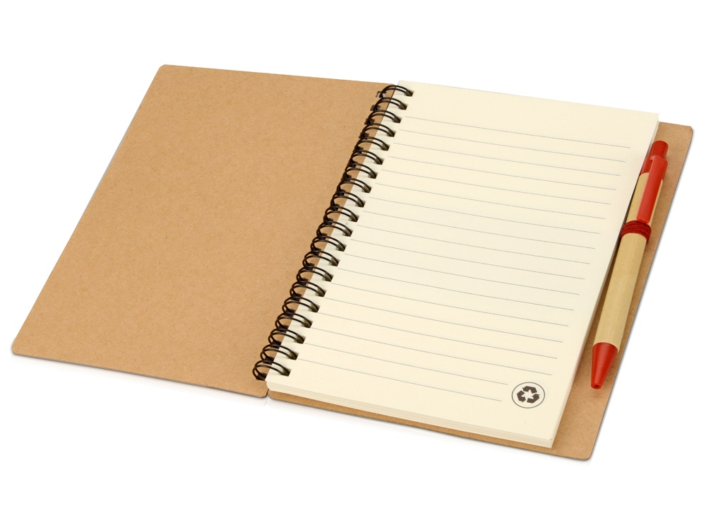 Изображение №2 | Блокнот «Helly» с ручкой (натуральный/красный)