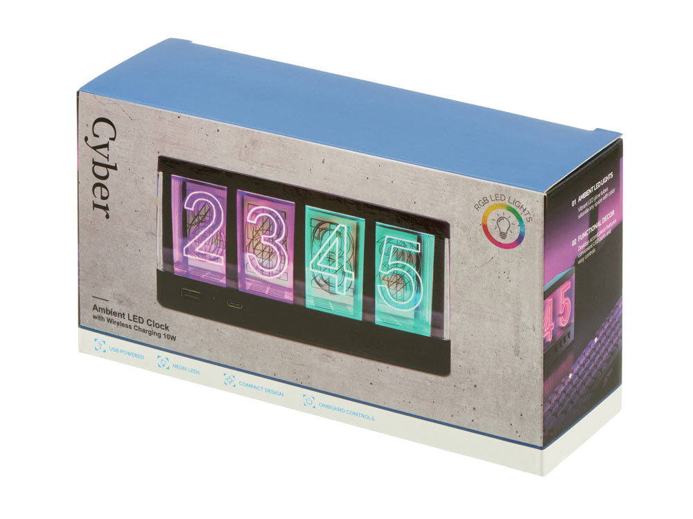 Изображение №13 | Часы с LED-подсветкой и беспроводной зарядкой «Cyber», 10 Вт (черный)