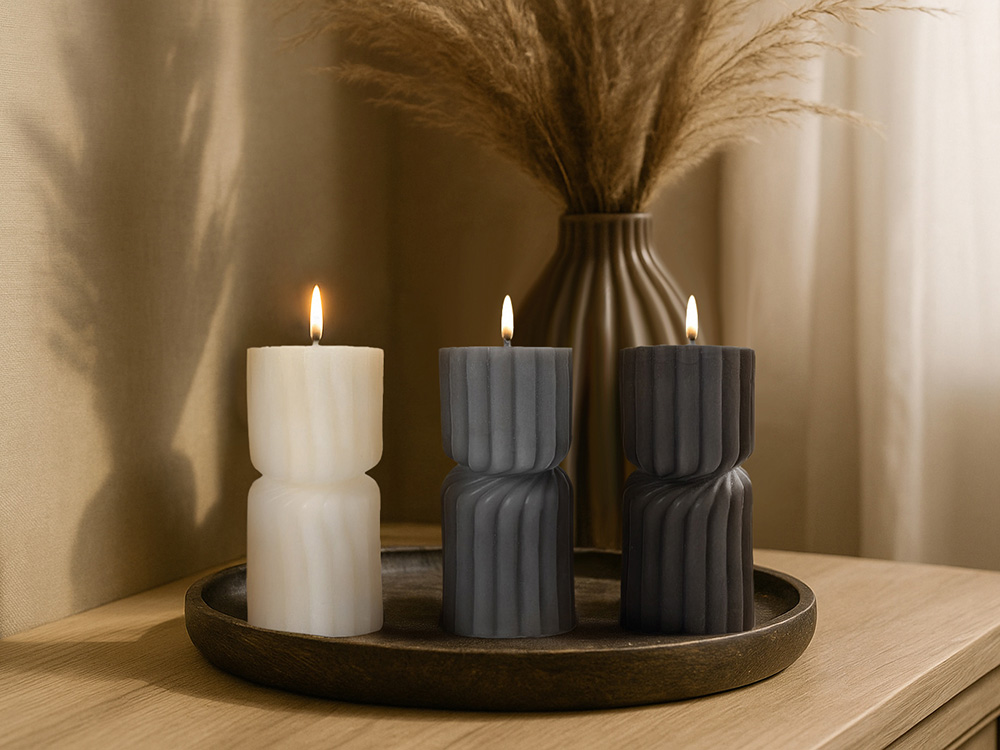 Изображение №21 | Набор свечей с гранями «Vela» (темно-серый, серый, белый)