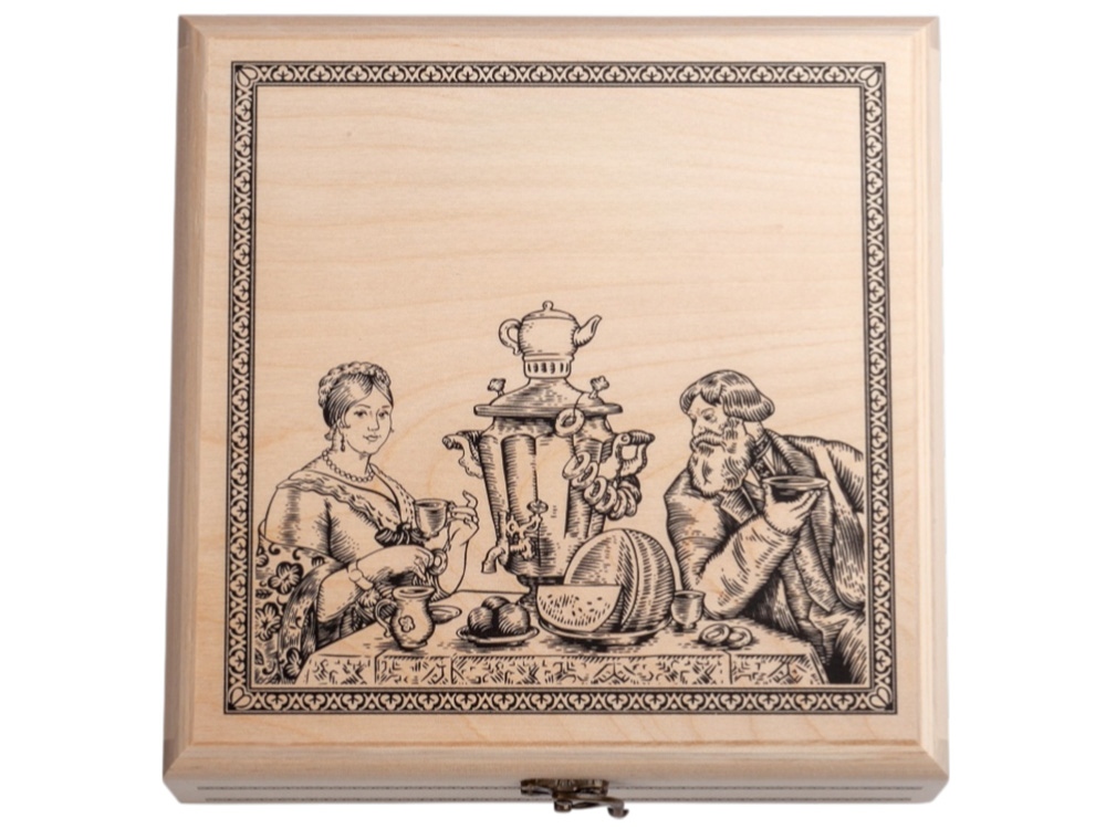 Изображение №2 | Подарочный набор с пакетированным чаем в деревянной шкатулке без лого (крафт/многоцвет)