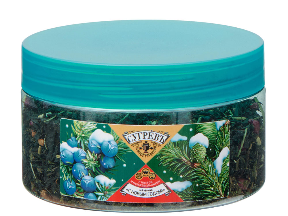 Изображение №2 | Чай черный с можжевельником и пихтой «С НОВЫМ ГОДОМ !» (бирюзовый/многоцвет)