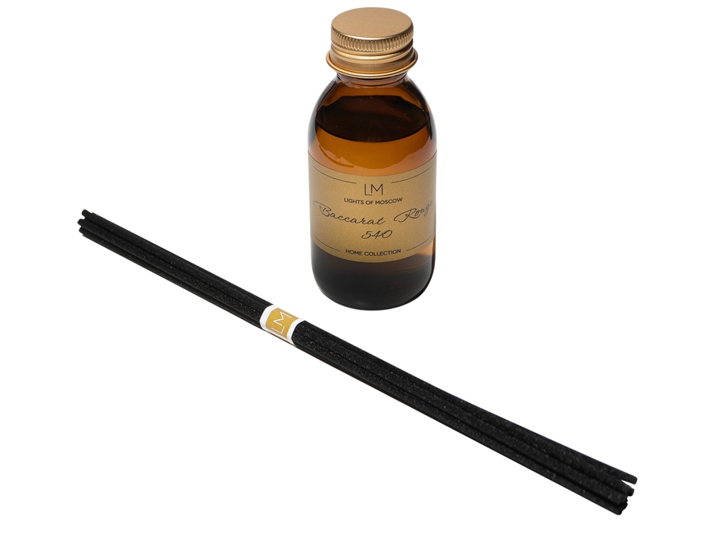 Изображение №3 | Ароматический диффузор с палочками, Баккарат: жасмин и миндаль, амбра, 100 мл С лого (янтарный)