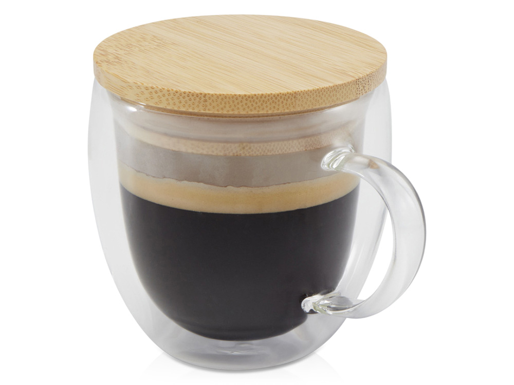 Изображение №1 | Кружка с бамбуковой крышкой «Lenora» (прозрачный)
