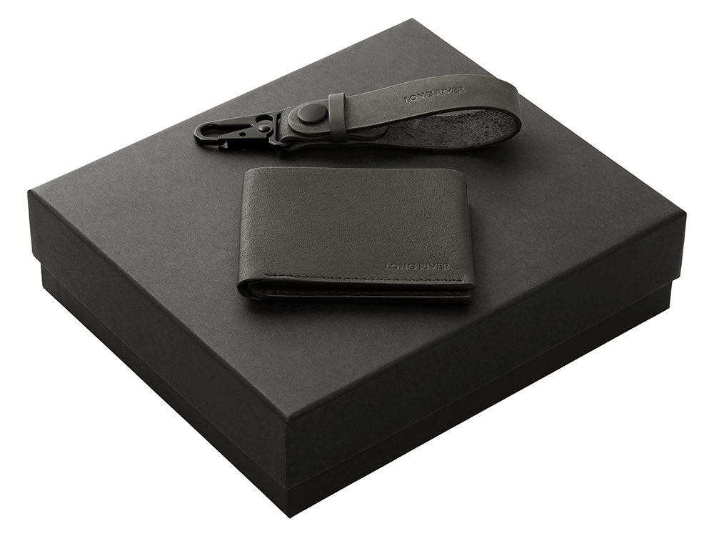 Изображение №1 | Подарочный набор Long River: кошелек, ремешок для ключей С лого (черный)