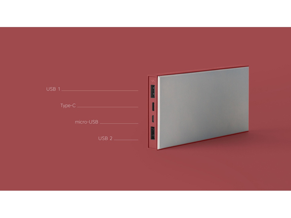 Изображение №6 | Внешний аккумулятор «NEO ARIA», 10000 mAh (бордовый/серый)