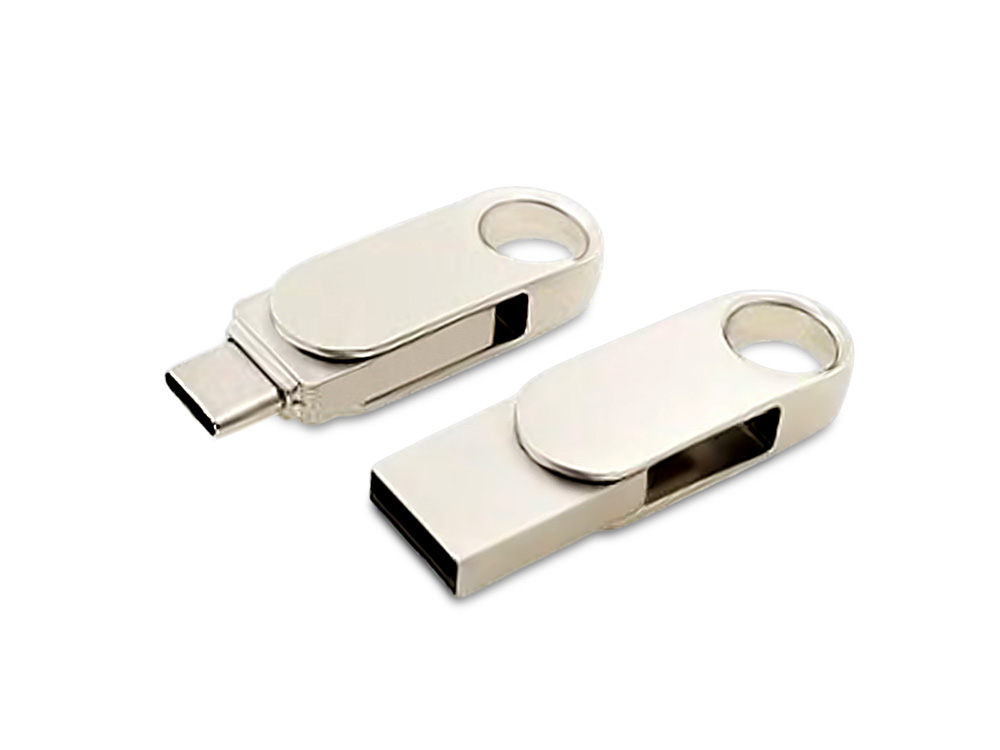 Изображение №1 | USB 3.0- флешка «Uranium» на 16 Гб с поворотным механизмом и дополнительным разъемом Type-C 16ГБ (серебристый)