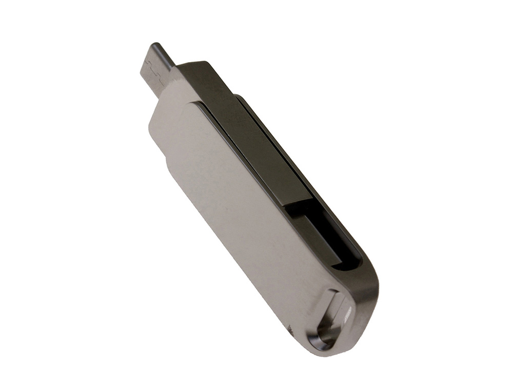 Изображение №3 | USB 3.0- флешка на 16 Гб с поворотным механизмом и дополнительным разъемом Type-C 16ГБ (серый)