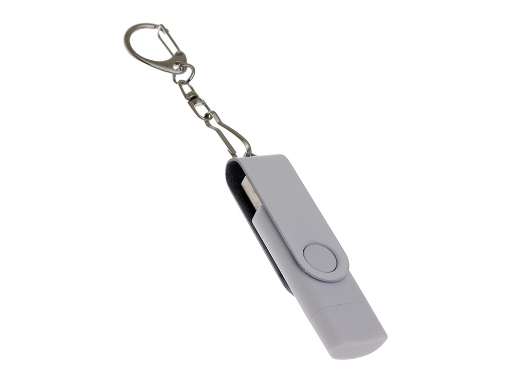 Изображение №1 | USB 2.0- флешка на 16 Гб с поворотным механизмом и дополнительным разъемом Type-C 16ГБ (белый)