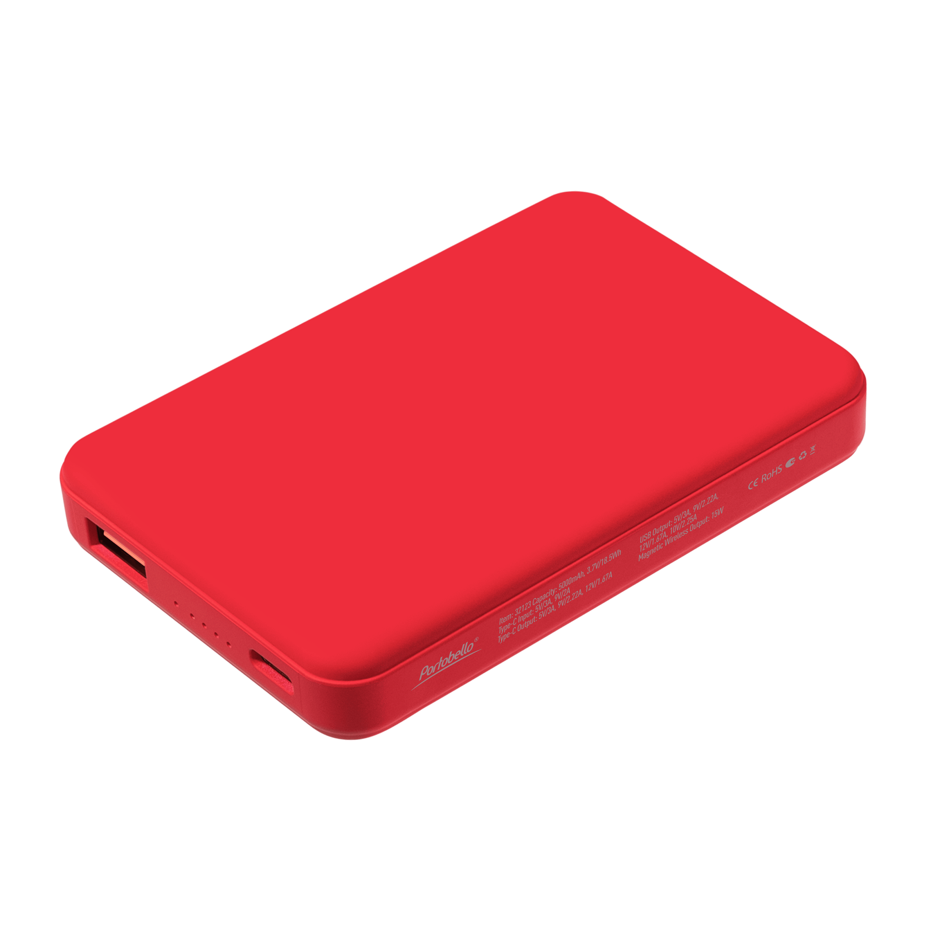 Изображение №2 | Внешний аккумулятор Ларго PD (Largo PD) 5000mAh с функцией беспроводной зарядки 15W, красный