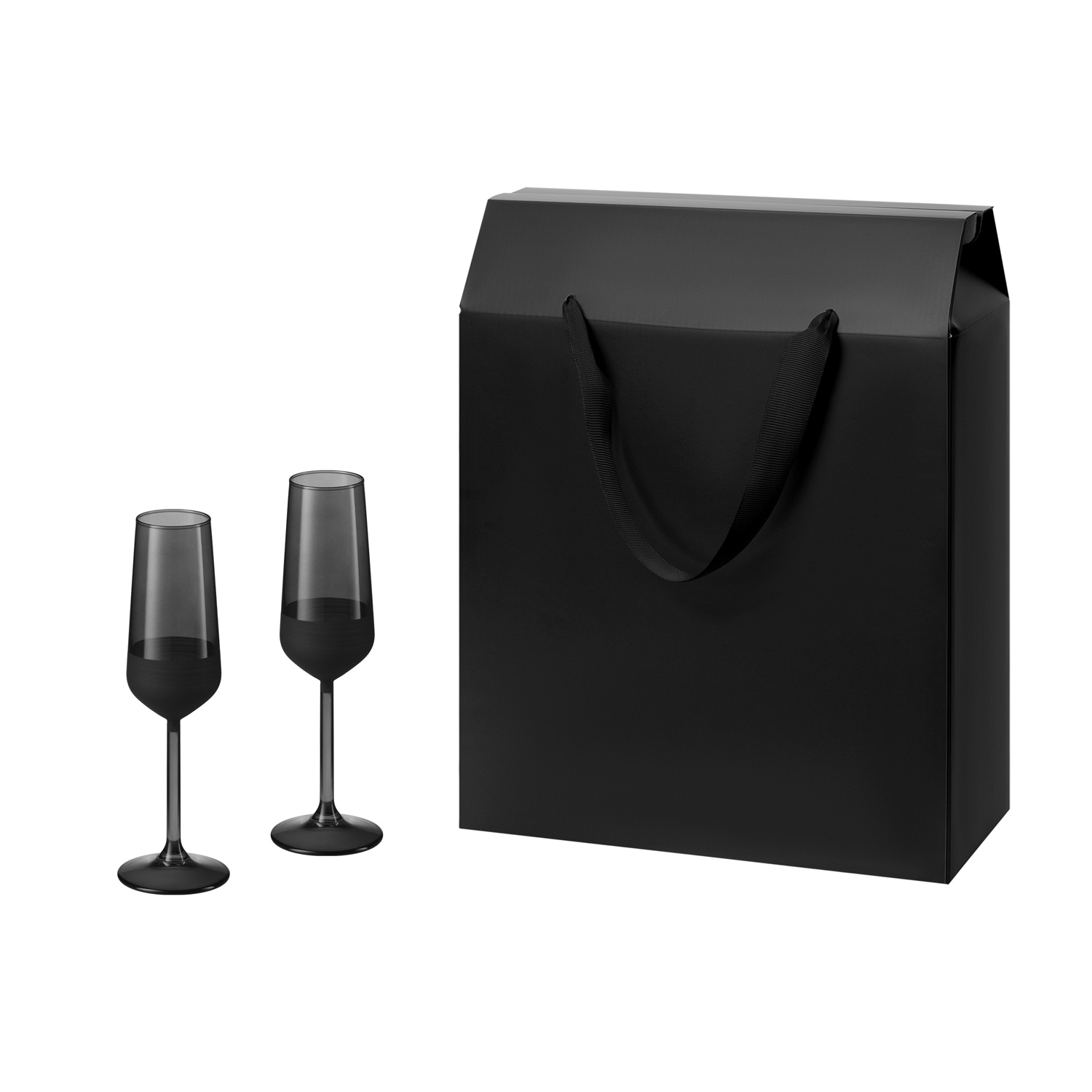 Изображение №1 | Подарочный набор 2 бокала для шампанского Блэк Эдишн (Black Edition) в большом подарочном пакете
