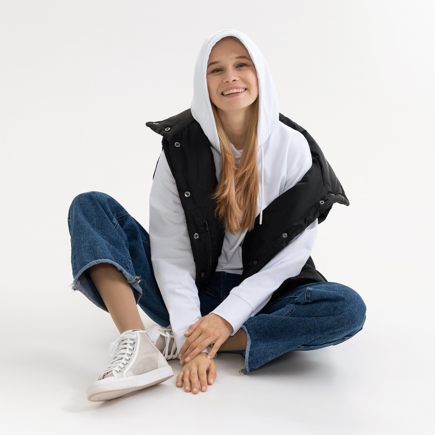 Изображение №8 | Худи с капюшоном, унисекс Алекс (Alex) белый, размер S