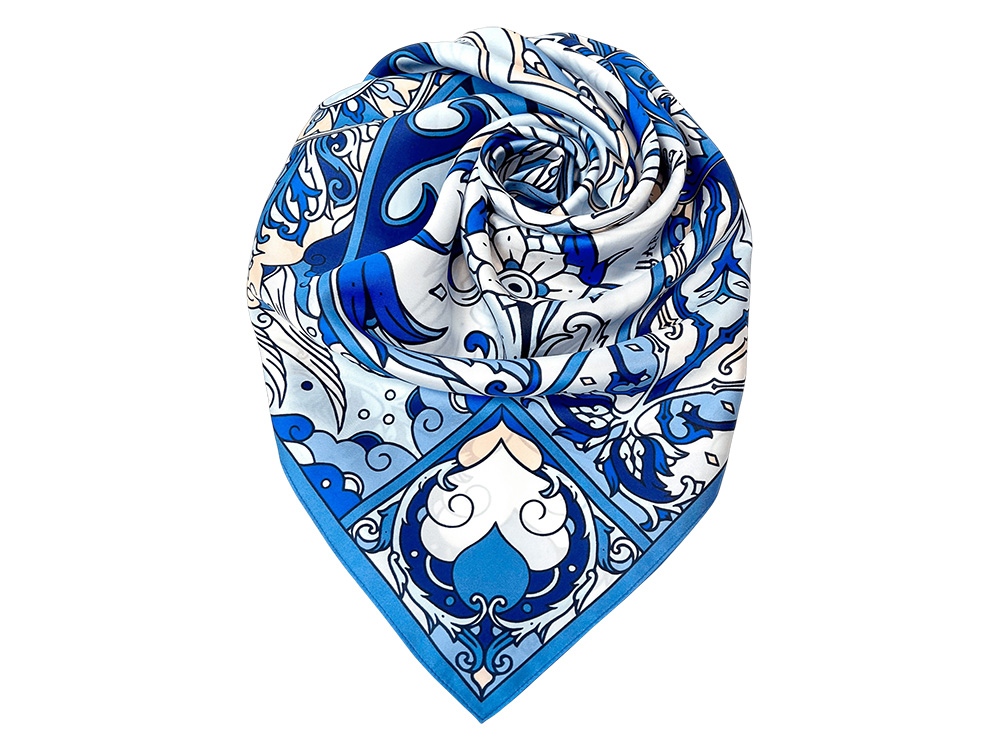 Изображение №2 | Платок «Царевна-Лебедь» 100% шелк (синий)