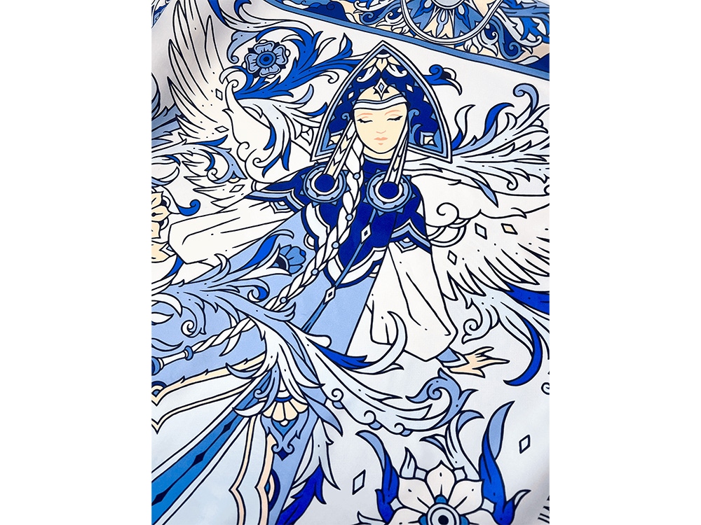 Изображение №3 | Платок «Царевна-Лебедь» 100% шелк (синий)