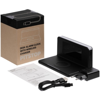Изображение №10 | Часы настольные с беспроводным зарядным устройством Pitstop, черные