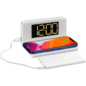 Изображение | Часы настольные с беспроводным зарядным устройством Pitstop, белые