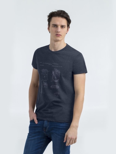 Изображение №1 | Футболка приталенная Old Patents. Lighter, синий меланж, размер S