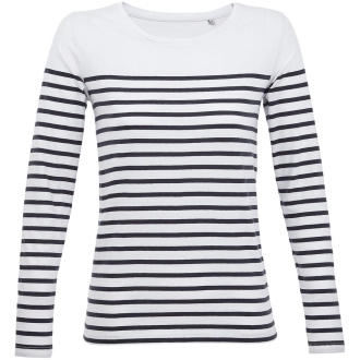 Изображение №1 | Футболка женская с длинным рукавом Matelot LSL Women, белая с темно-синим, размер S