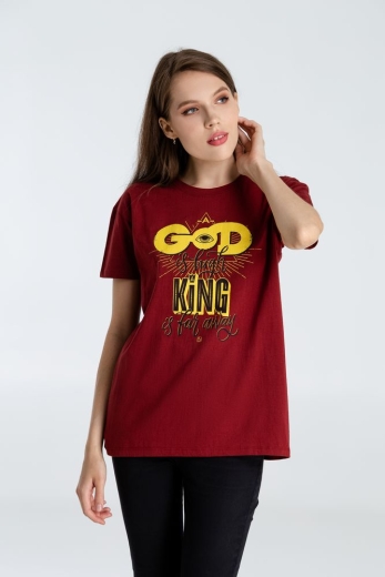 Изображение №5 | Футболка A God is High, гранатово-красная, размер S