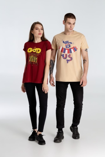 Изображение №10 | Футболка A God is High, гранатово-красная, размер S
