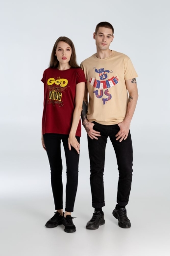 Изображение №11 | Футболка A God is High, гранатово-красная, размер S