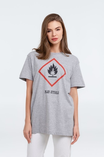 Изображение №4 | Футболка «Жар-птица», серый меланж, размер S