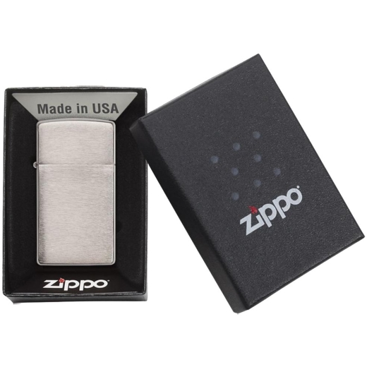Изображение №2 | Зажигалка Zippo Slim Brushed, матовая серебристая