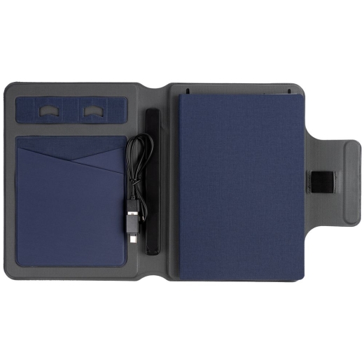 Изображение №4 | Органайзер с блокнотом и аккумулятором Oiro, синий