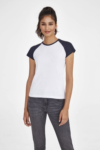 Изображение №4 | Футболка женская Milky 150 белая с темно-синим, размер S