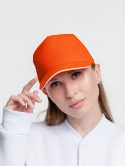 Изображение №7 | Бейсболка Classic, оранжевая с белым кантом