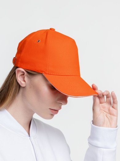 Изображение №9 | Бейсболка Classic, оранжевая с белым кантом