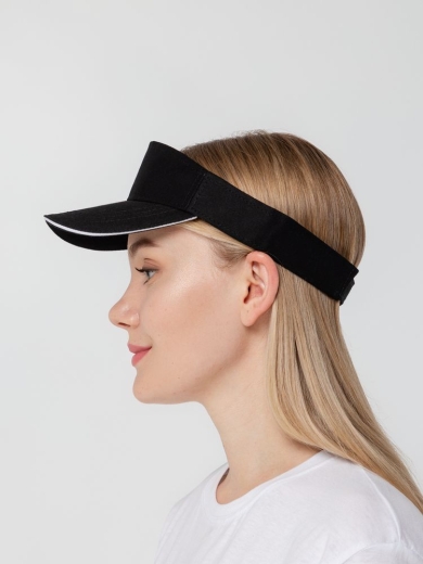 Изображение №10 | Козырек Active, черный с белым кантом