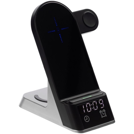 Изображение №2 | Зарядная станция с часами E-Store для смартфона, часов и наушников, черная