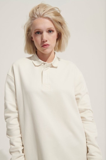 Изображение №5 | Рубашка поло оверсайз с длинным рукавом Heritage, серый меланж, размер XS