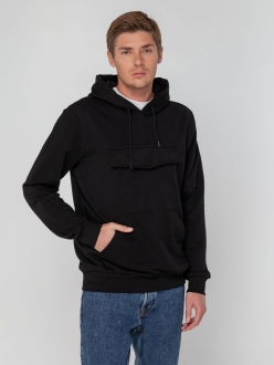 Изображение №1 | Худи унисекс с карманом на груди Chest Pocket, черное, размер XS/S