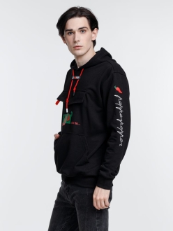 Изображение №17 | Худи унисекс с карманом на груди Chest Pocket, черное, размер XS/S