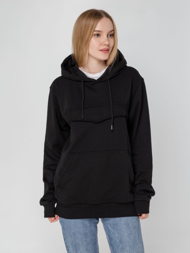 Изображение №8 | Худи унисекс с карманом на груди Chest Pocket, черное, размер XS/S