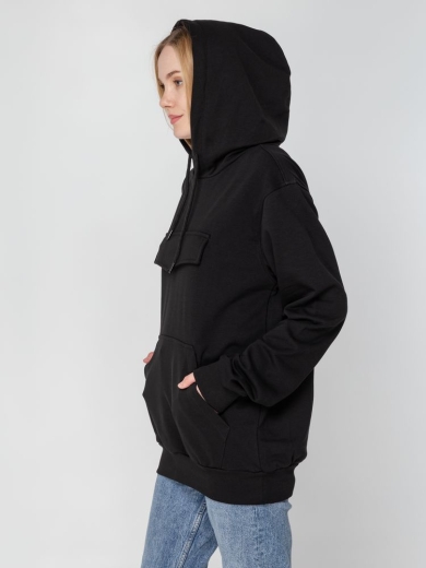 Изображение №10 | Худи унисекс с карманом на груди Chest Pocket, черное, размер XS/S