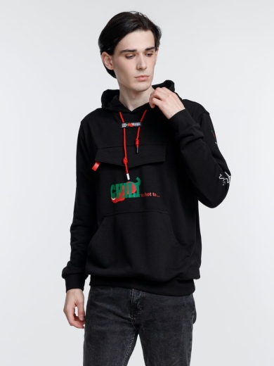 Изображение №16 | Худи унисекс с карманом на груди Chest Pocket, черное, размер XS/S