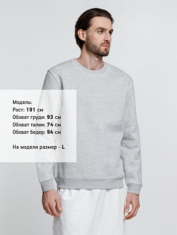Изображение №9 | Свитшот унисекс Delta, серый меланж, размер S