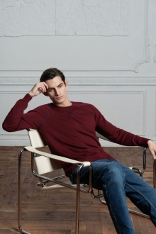 Изображение №6 | Джемпер Stitch с контрастной отделкой, серый с бордовым, размер S