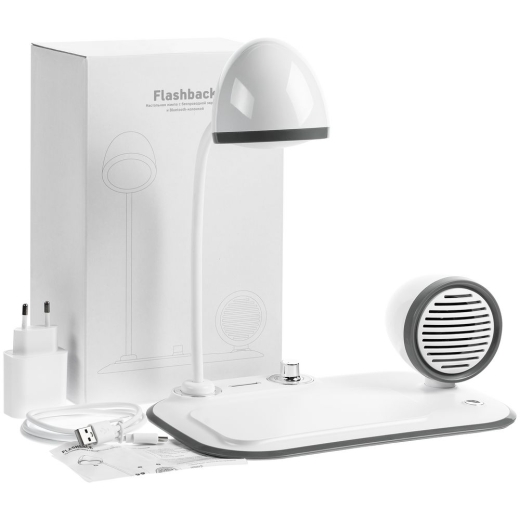 Изображение №11 | Лампа с колонкой и беспроводной зарядкой Flashback, белая