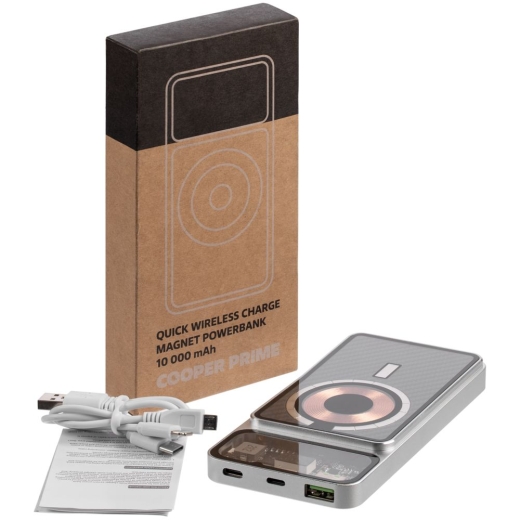 Изображение №9 | Магнитный беспроводной аккумулятор Cooper Prime 10000 мАч, серебристый