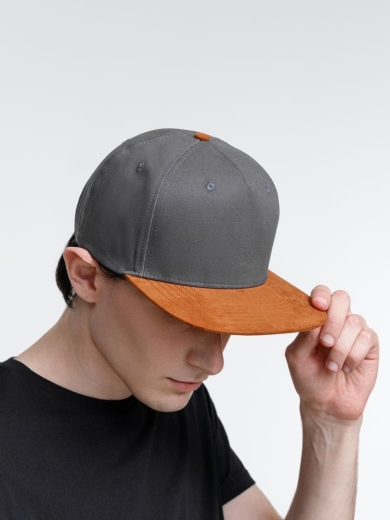 Изображение №9 | Бейсболка Foreside с прямым козырьком, серая с коричневым