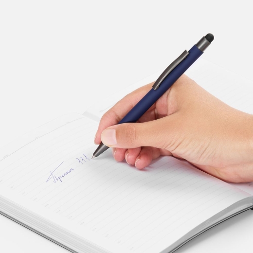 Изображение №4 | Ручка шариковая Atento Soft Touch со стилусом, темно-синяя